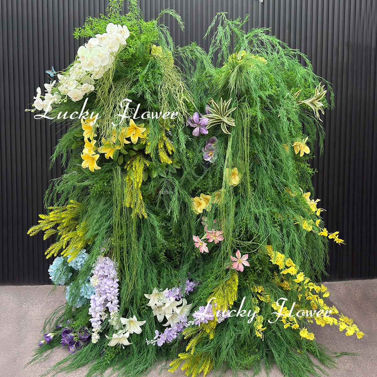 

Forest Style Artificial Flowers Greenery Stand Flower Row Background Arrangement Hang Flower Row Green Plants Event Party Decor