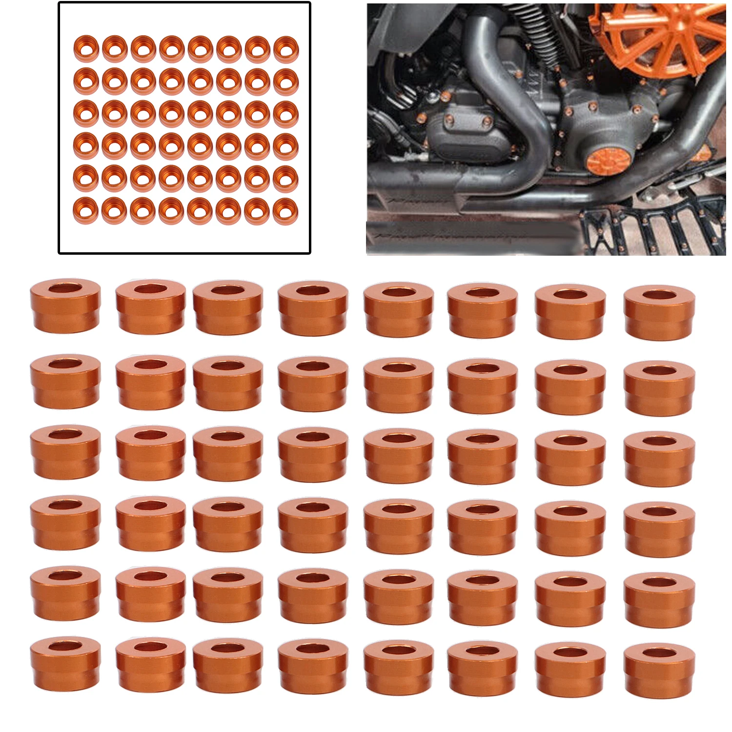 48pcs For Harley Orange Engine Bolt Caps Cover Touring Electra Street Glide FLHTCU Dyna Softail Sportster Custom XL883C XL1200C