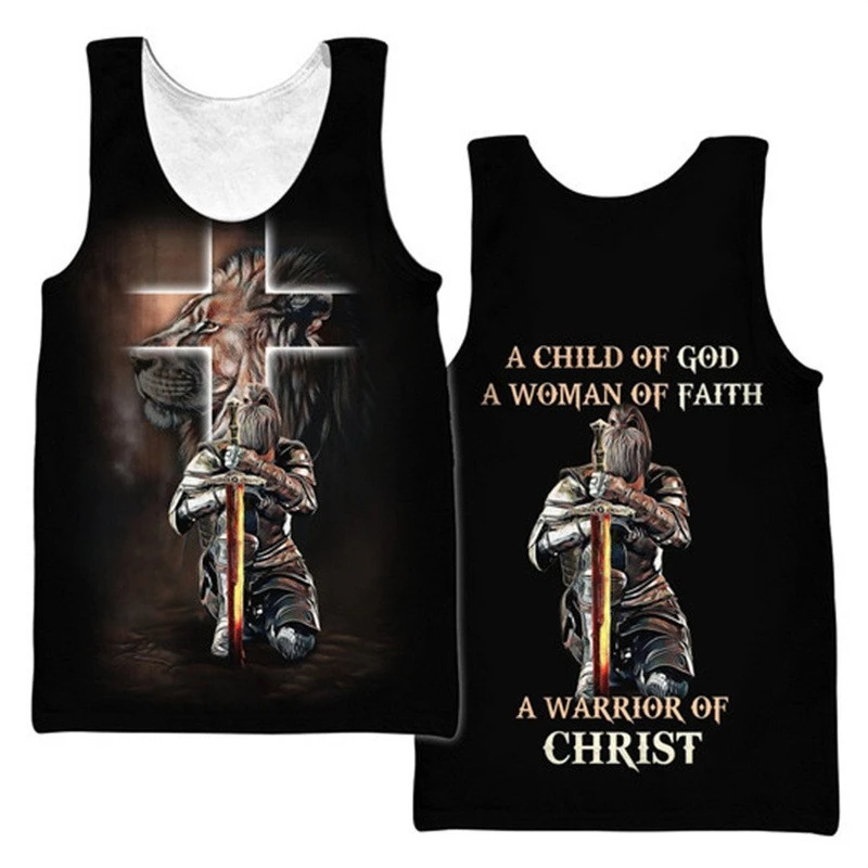 

Jesus Cross 3D Printed Men Casual Tank Top Sleeveless Sport Fitness Tops Gym Clothing Streetwear Baggy Ropa Hombres Comfortable