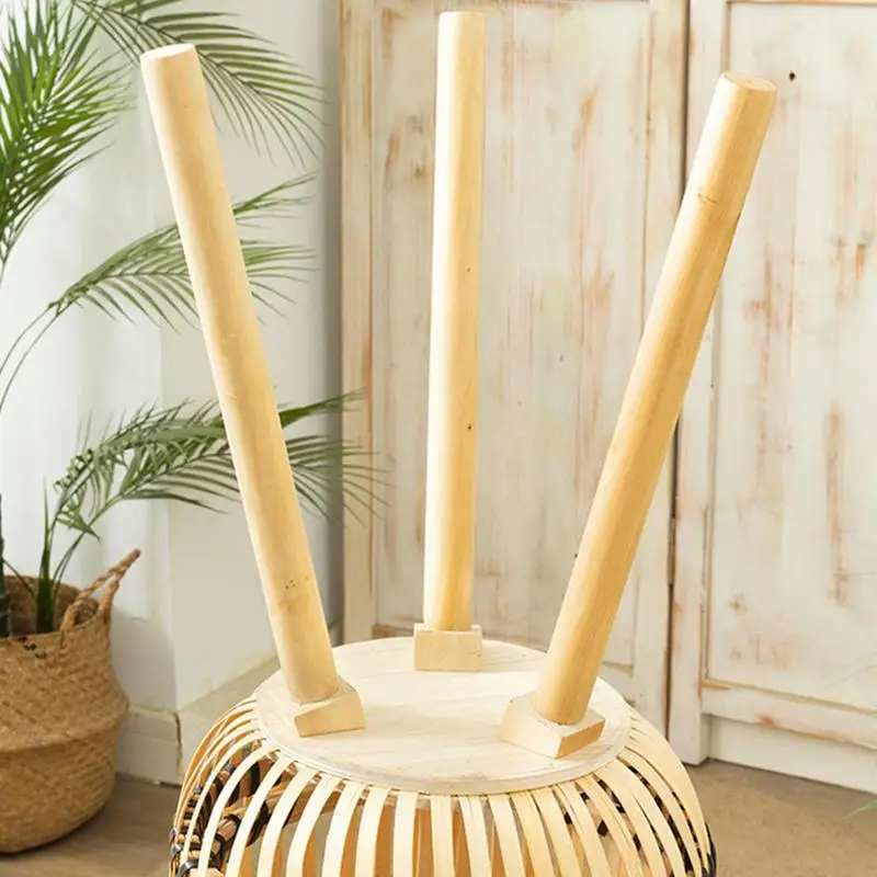 Woven Plant Stand With Legs Decorative Wooden Planter Holder With Handwoven Bamboo Basket For Indoor Plants Potted Plants Flower