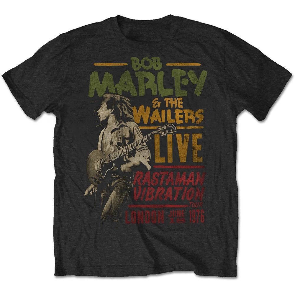 Rastaman Vibration Tour 1976 Bob Marley Singer T-Shirt Baumwolle Grafik-T-Shirt Herren Damen Sommer Streetwear