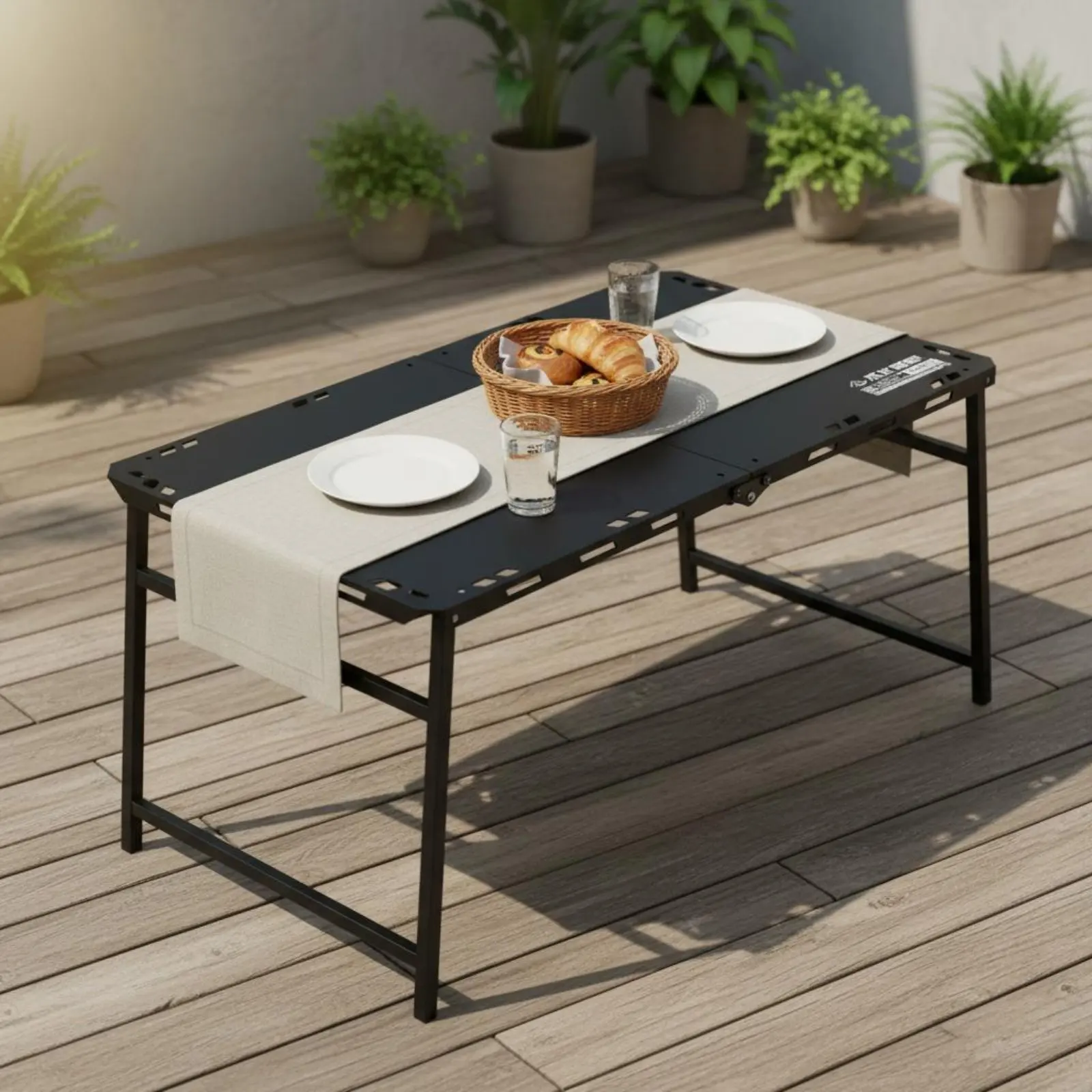 

Hydraulic Folding Table Foldable Design Folding Camping Table High Load Capacity Semi-Automatic Opening for Picnickers, Backyard