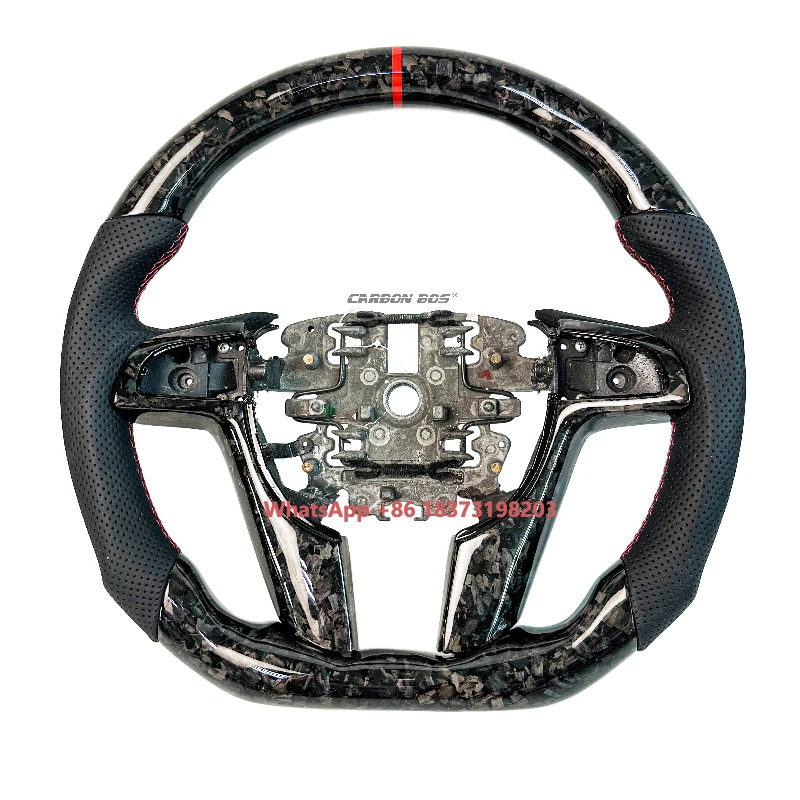 

Auto Parts Factory Direct Sale Snow Silver Forged Carbon Fiber and Black Leather Car Steering Wheel for pontiac Holden G8