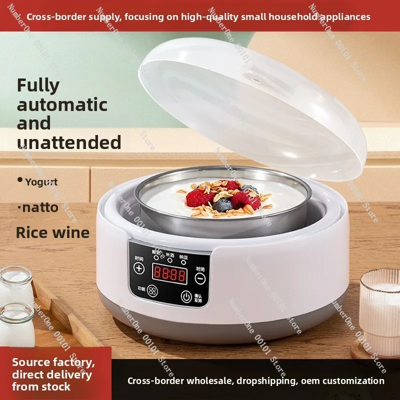 Multifunctional Stainless Steel Yogurt Maker Automatic Fermentation Machine for Rice Wine Natto Home Kitchen 1.2L