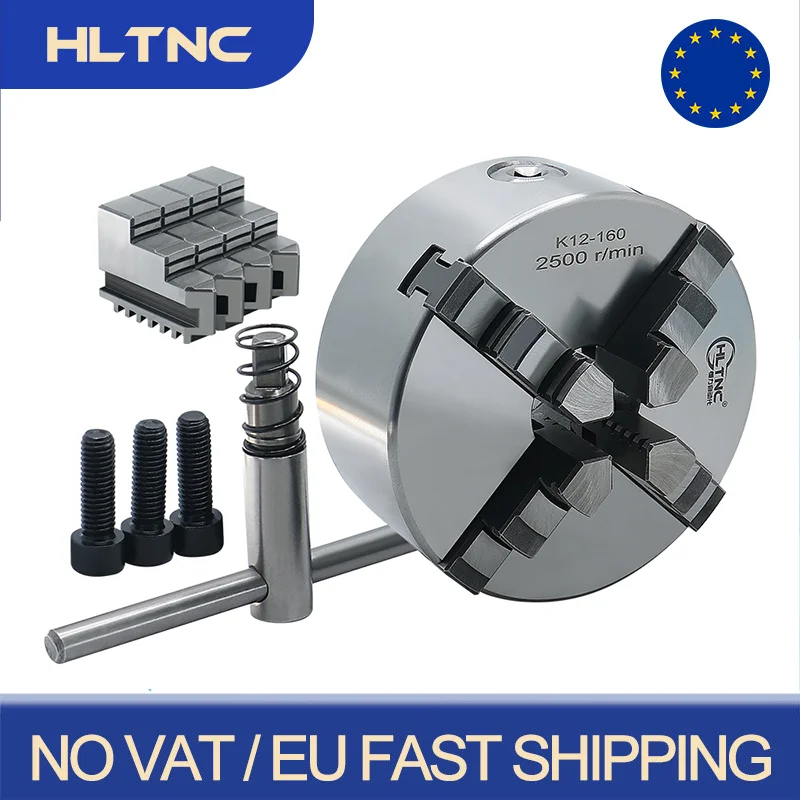 HLTNC EU K12 4 Jaws Manual Self Centering  Chuck K12-80 K12-100 125 160 3.94inch 6.3inch For CNC Grinding Milling Lathe Machine