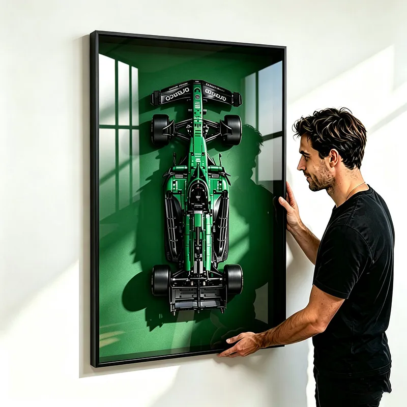 Marco de exhibición para montaje en pared para el coche de carreras LEGO 42240 Aston Martin AMR25 F1, panel de vista superior, decoración coleccionable para adultos, solo el marco.