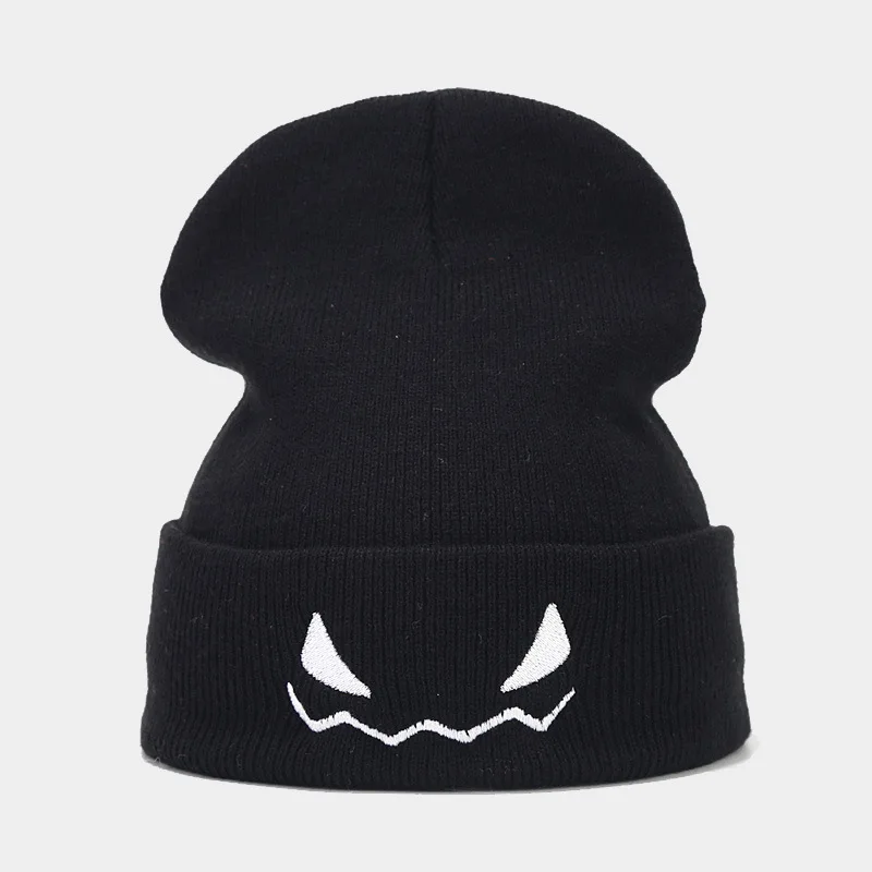 Neue Halloween Kürbis Imp bestickte orange Strick mütze Männer Frauen schrullige Wolle Pullover Mütze Mode Hip-Hop-Mütze heiß – Detail 9