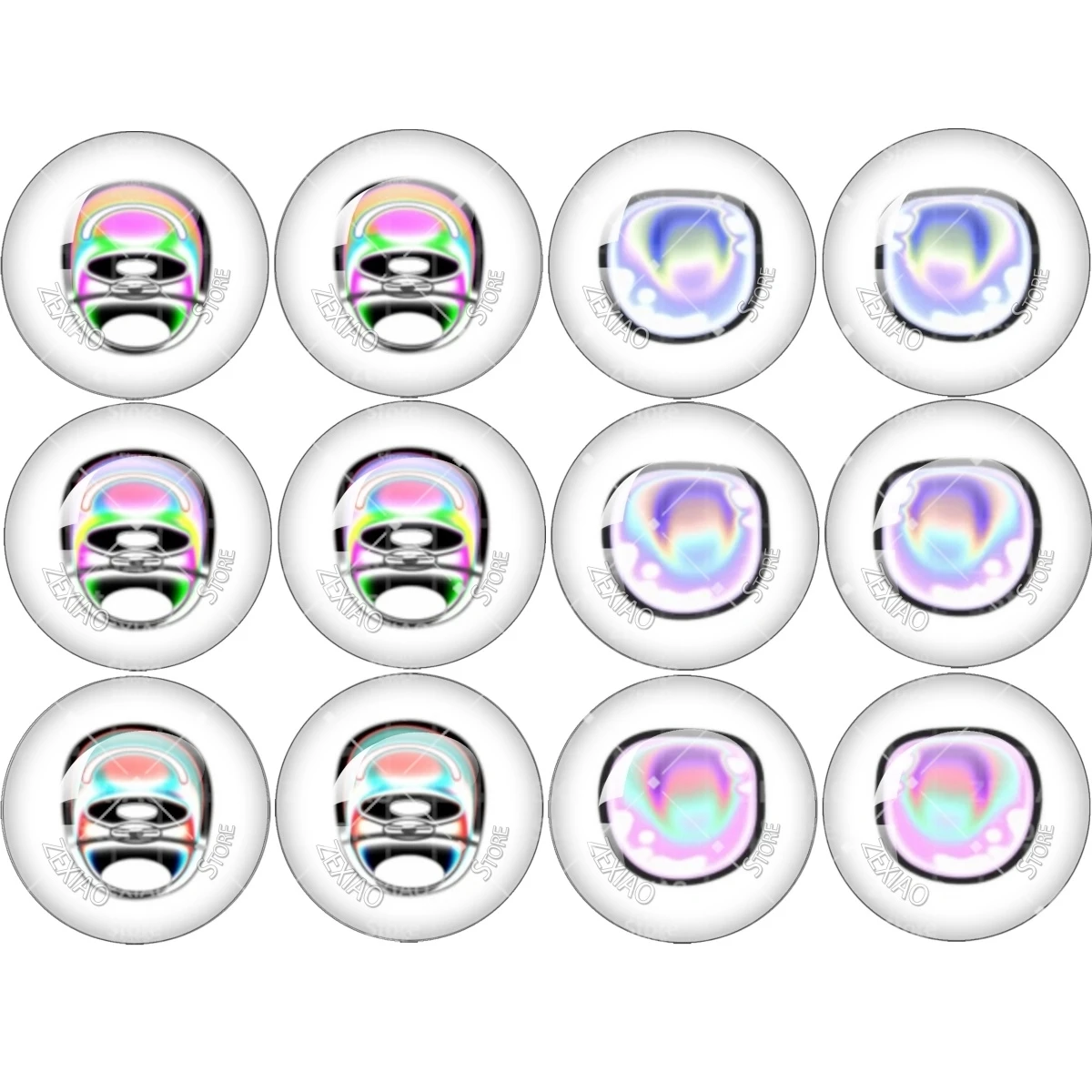 10MM-40MM Cute Pattern Blythe Doll Eyes Chips Suitable Thin Pupil Glass Cabochons Toys Parts Accessories 12pcs/Set MS007