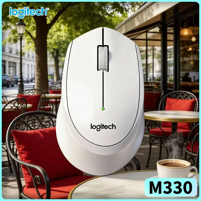 Logitech M330 Ergonomic Wireless Mouse 2.4GHz Silent Click USB Nano Receiver Wired-Like for Windows Mac Linux PC Cart