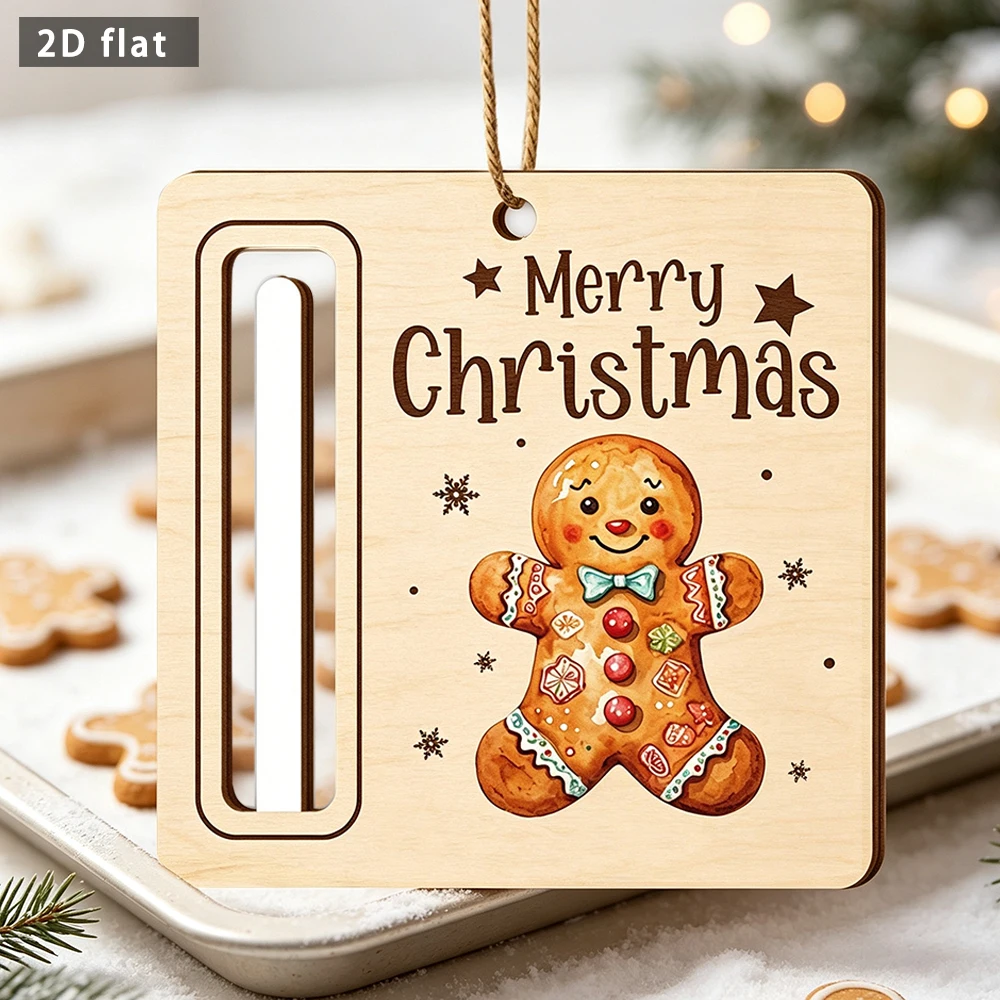 Wooden Christmas Money Holder Hanging Sign, Gingerbread Man Cash Gift Plaque, Xmas Money Holder Ornament with Jute Rope