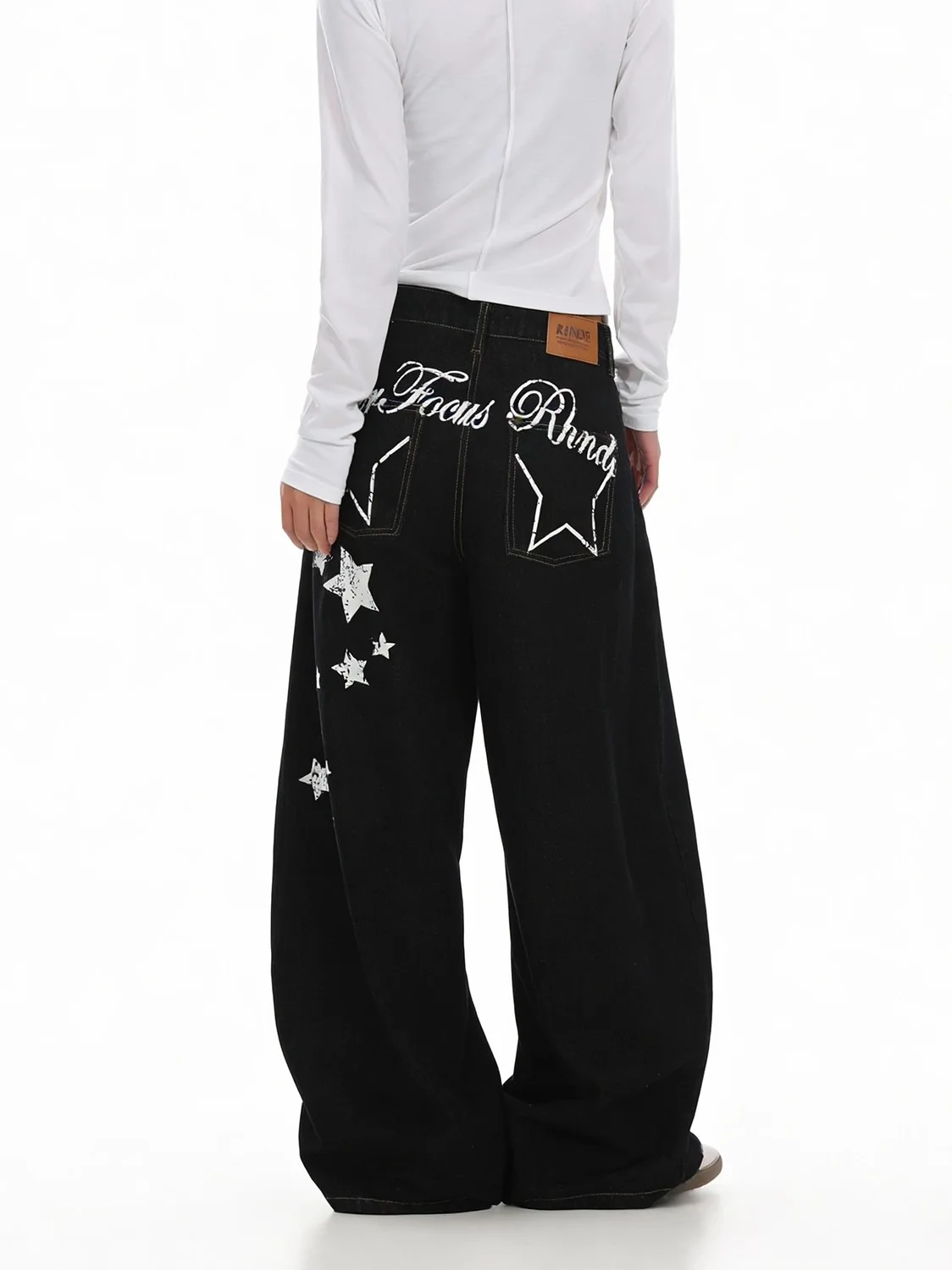 

American Retro Y2K Star Print Baggy Jeans High Waist Wide Leg Loose Denim Pants Streetwear for Men and Women