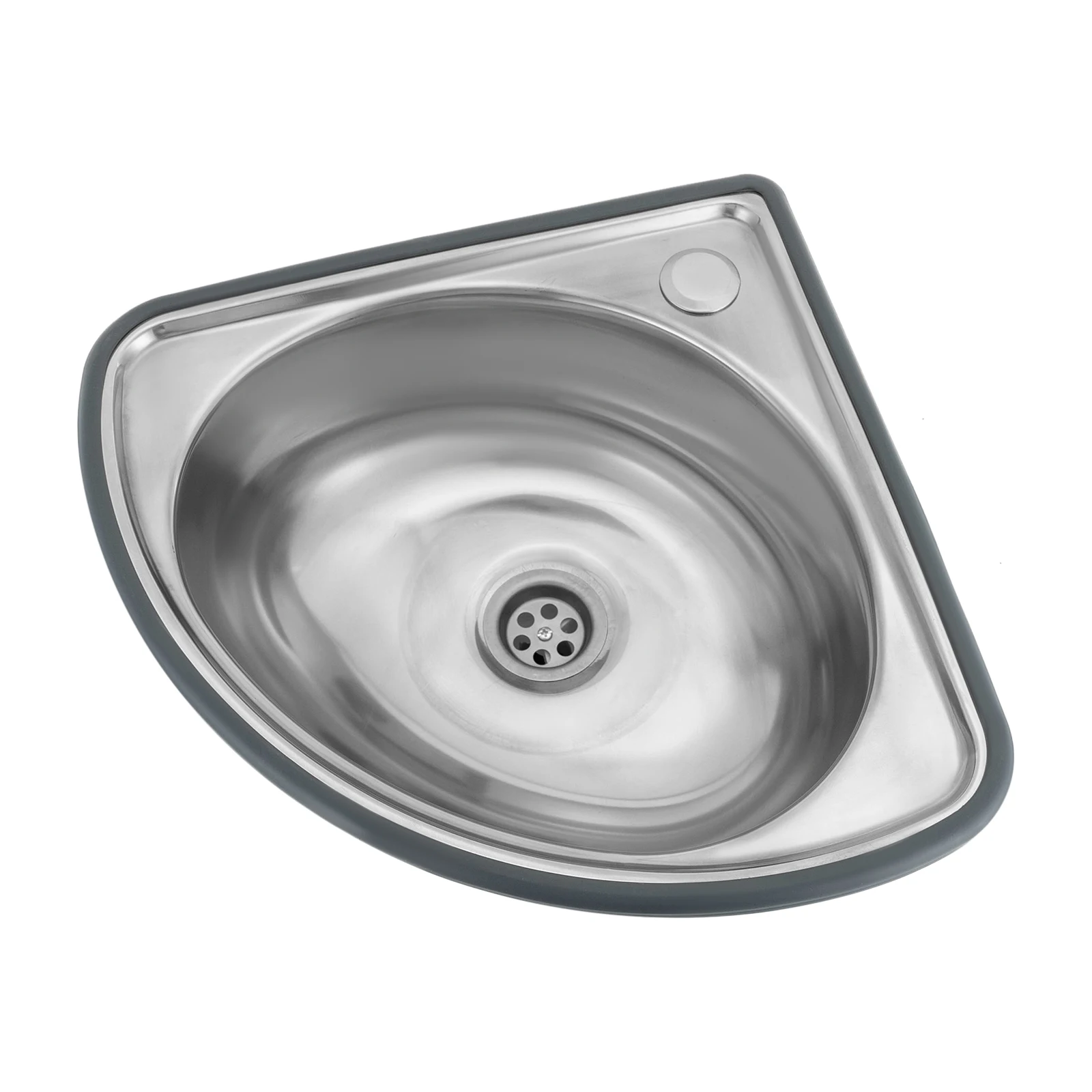 

Раковина для ванной комнаты из нержавеющей стали, веерообразная компактная конструкция, круглая одинарная чаша, антикоррозийная, идеально подходит для дома, офиса или кухни