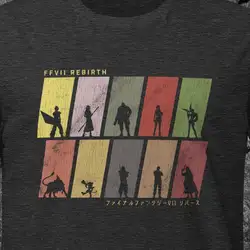 Ff7 Rebirth Character Silhouettes Heather T Shirt Fantasy Remake Ffvii Gaming Fanart Final Gamer Geek