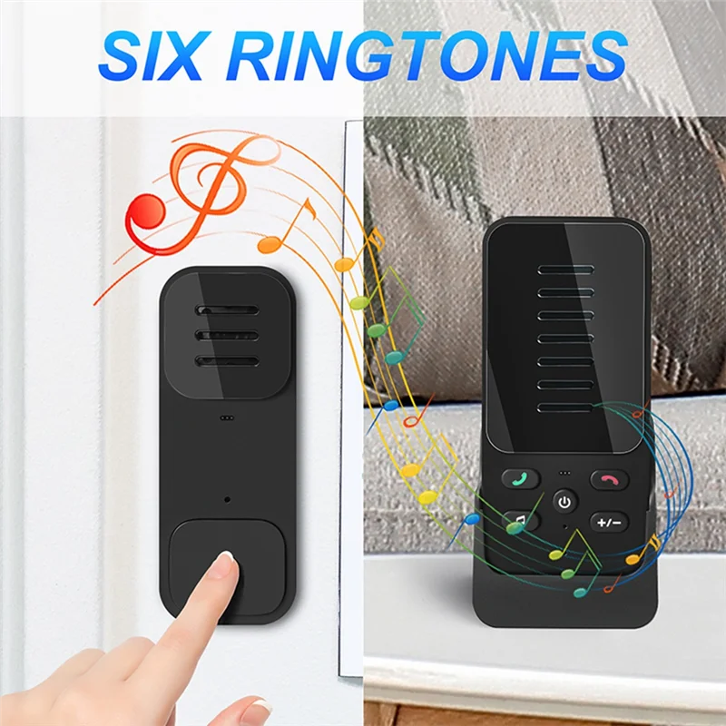 ABFN-Wireless Doorbell Two-Way Audio Doorbell Household Use Long Distance One Button Pager With6 Ringtones
