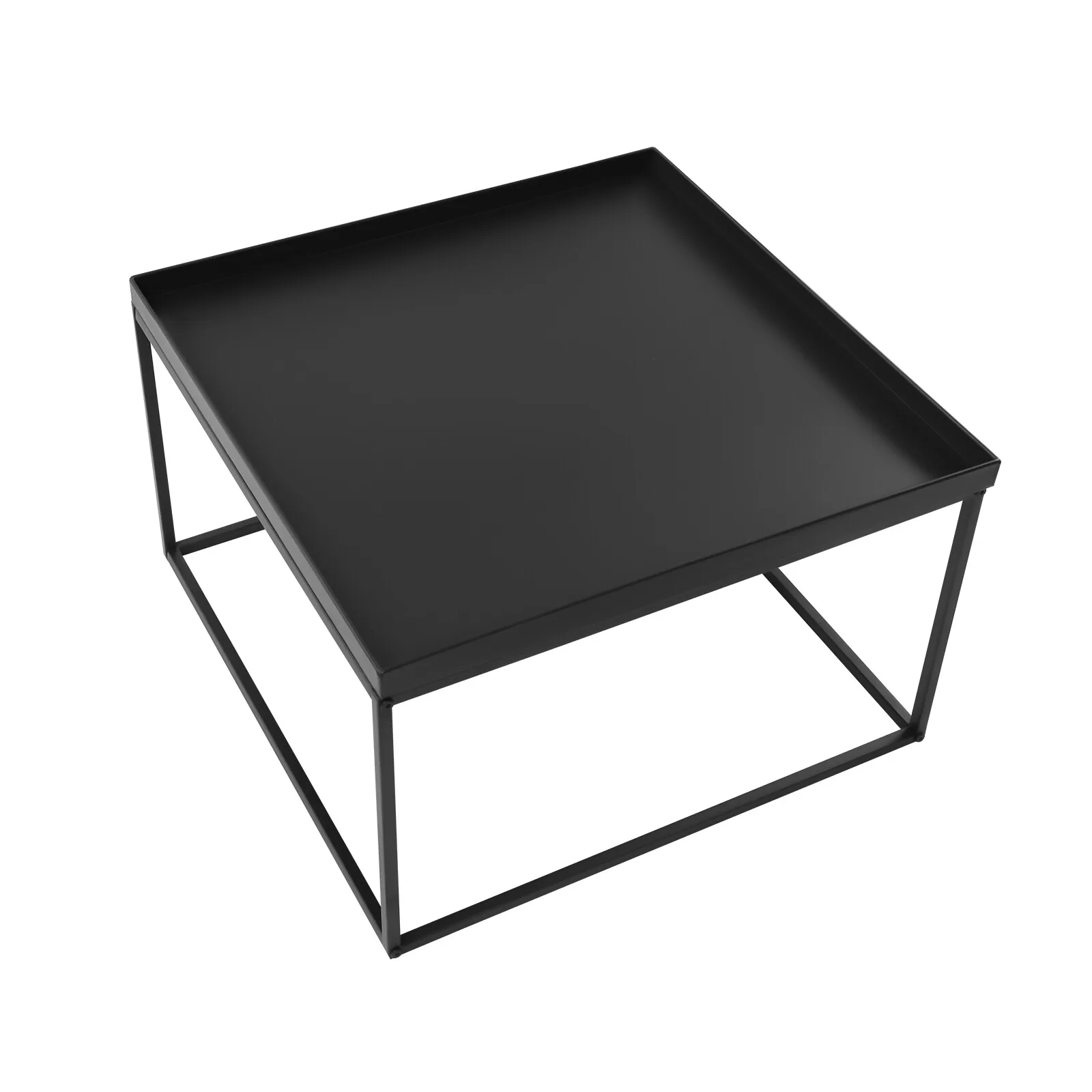 طاولة جانبية لطاولة القهوة المعدنية المربعة مقاس 59 سم للاستخدام في المكتب المنزلي، لمسة نهائية سوداء غير لامعة #6
