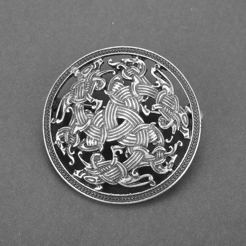 Viking Brooch For Women Medieval Rune Flower Shield Pin Brooch Cloak Shawl Pin Celtic Decoration image 6