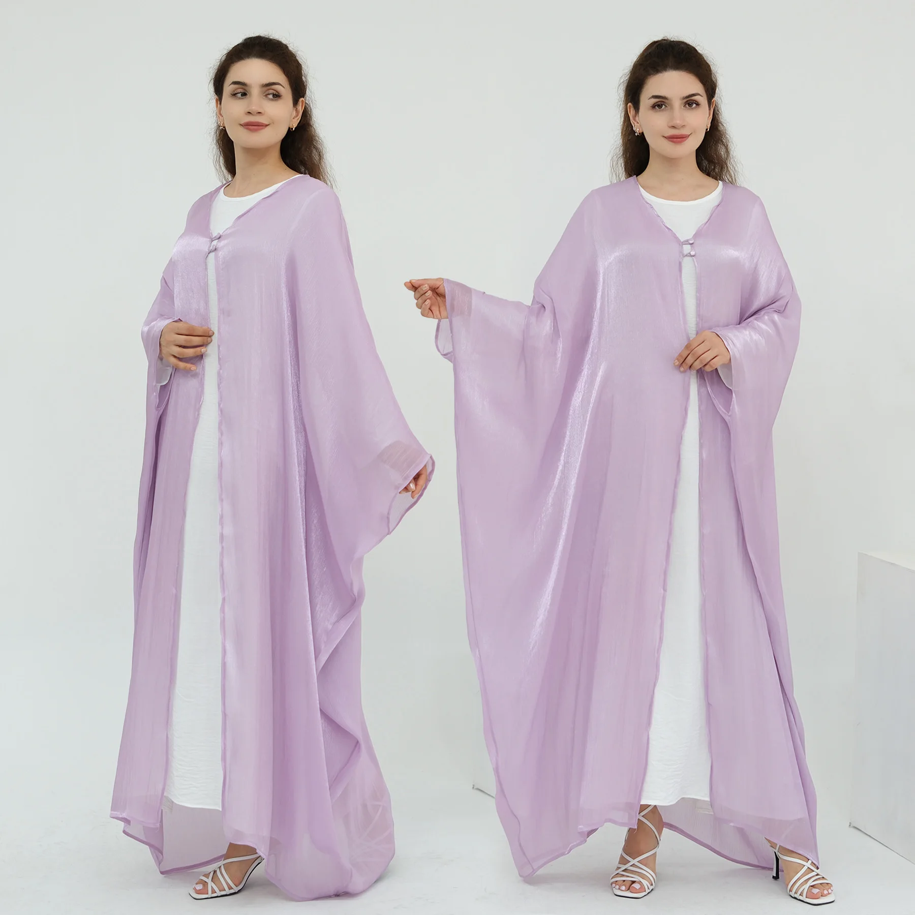 Abaya de dubaï transparent brillant d'été (sans robe intérieure), tenue pour femmes musulmanes à manches chauve-souris, vêtements islamiques pour soirée du Ramadan Eid