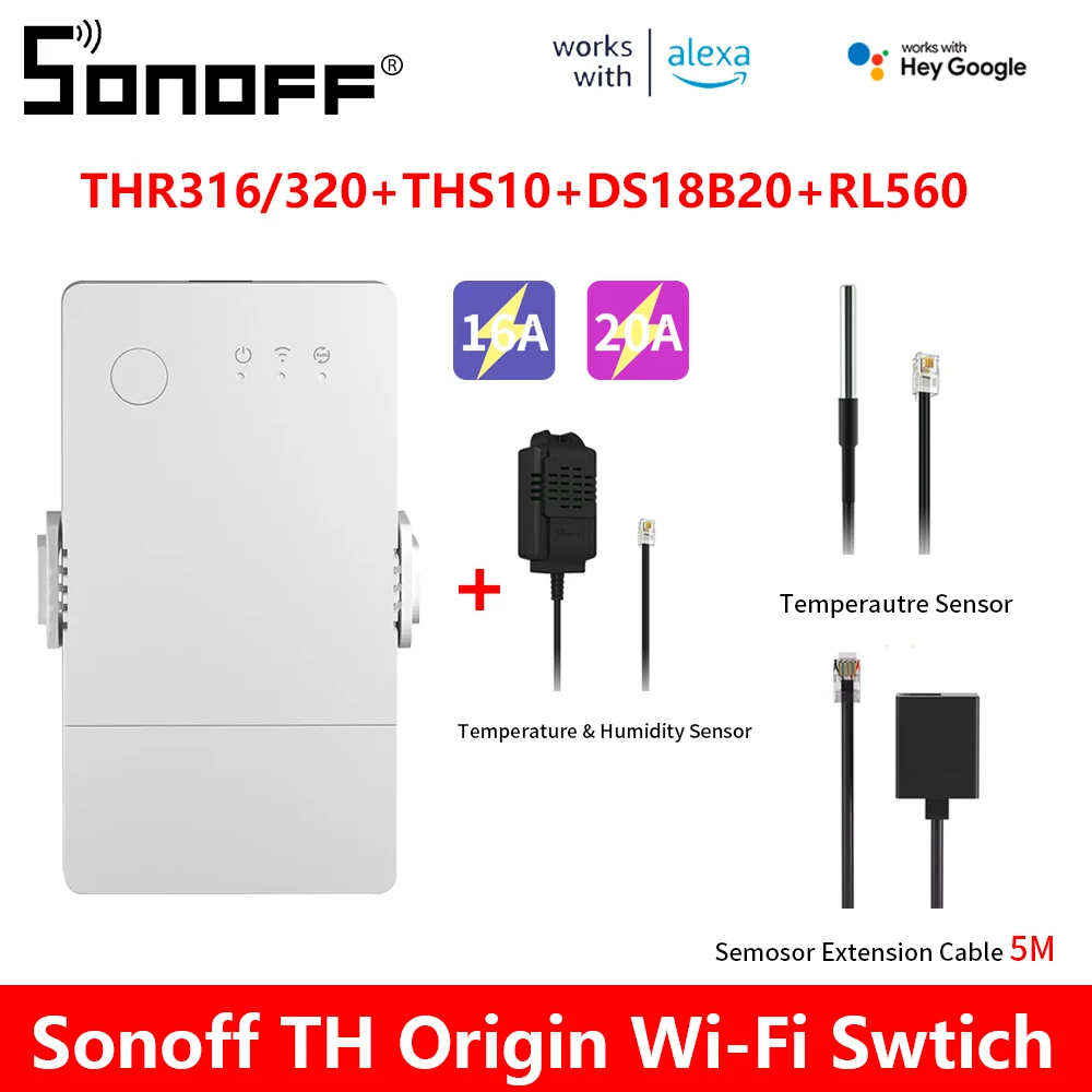 Sonoff THR316/320 Smart Switch TH16 New Upgrade Voice Control Smart Home Wifi Switch With Temperature Humidity Sensor DS18B20