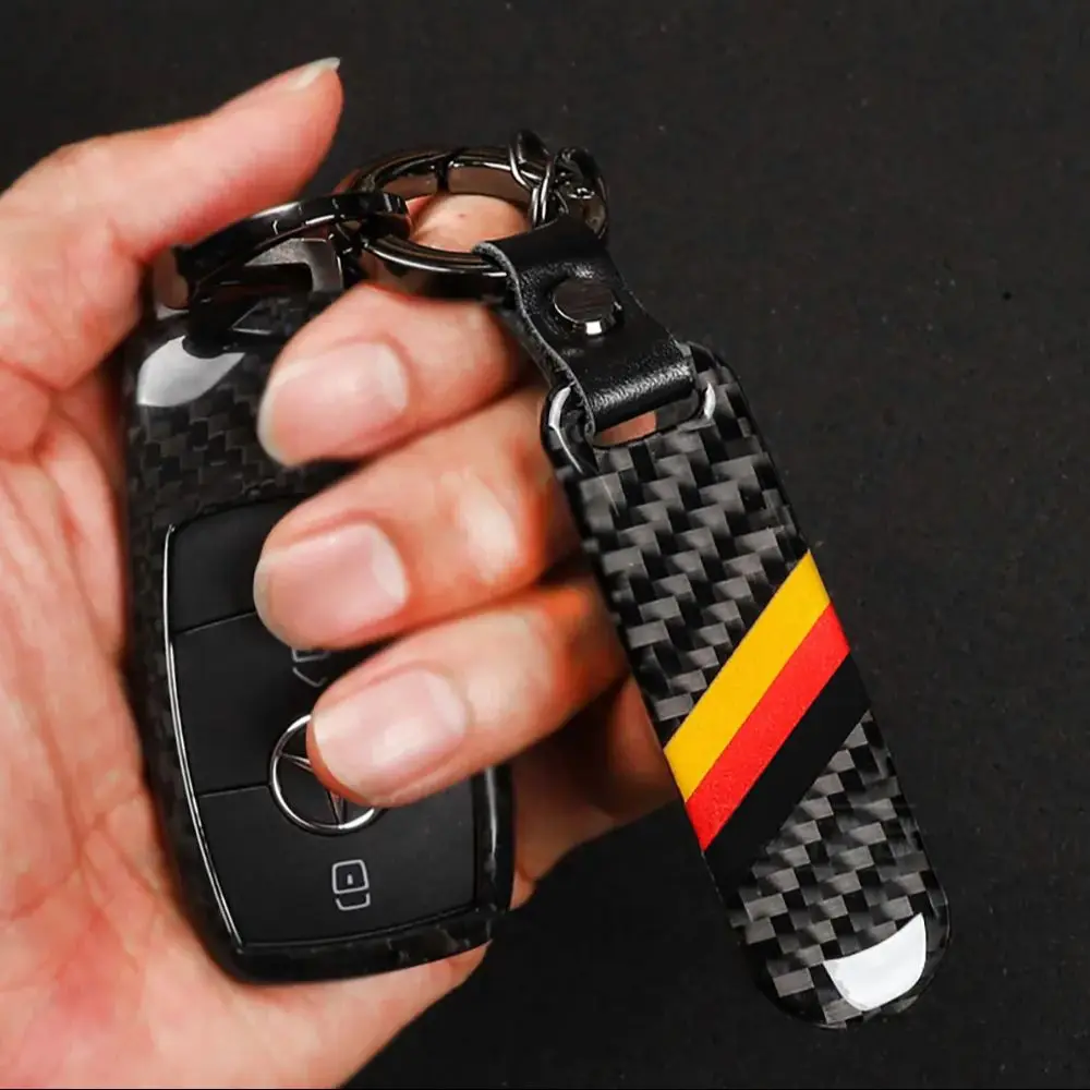 New Carbon Fiber Key Ring Keychain Car Styling