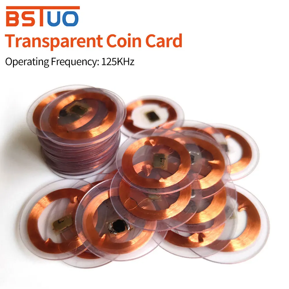 

100PCS 125 khz or 13.56 mhz RFID EM4100/M1 Transparante Coin Card 25mm Read Only Key Chain for Access Control Tags Ultra thin