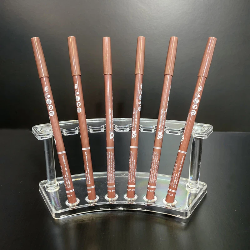 1pcs 6 Slots Clear Acrylic Pen Holder Display Stand Makeup Brush Holder Organizer Rack Eyebrow Stationery Storage Shelf