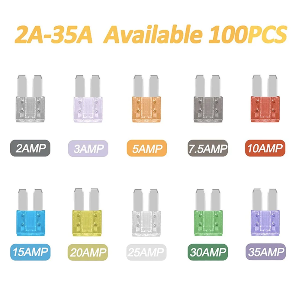 Micro 2 Blade Fuse ATR/APT Micro2 Fuse ATR/APT Blade Fuse Kit for Replacement Fuses Set (100 PCS)