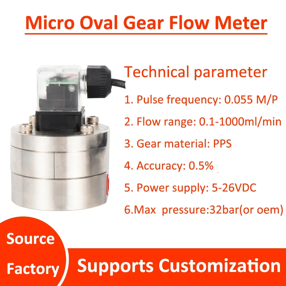 Jishen Fuel Liquid Flowmeter Miniature Elliptical Gear Flowmeter Stainless Steel Digital LCD Display High Accuracy 0.5 Percent