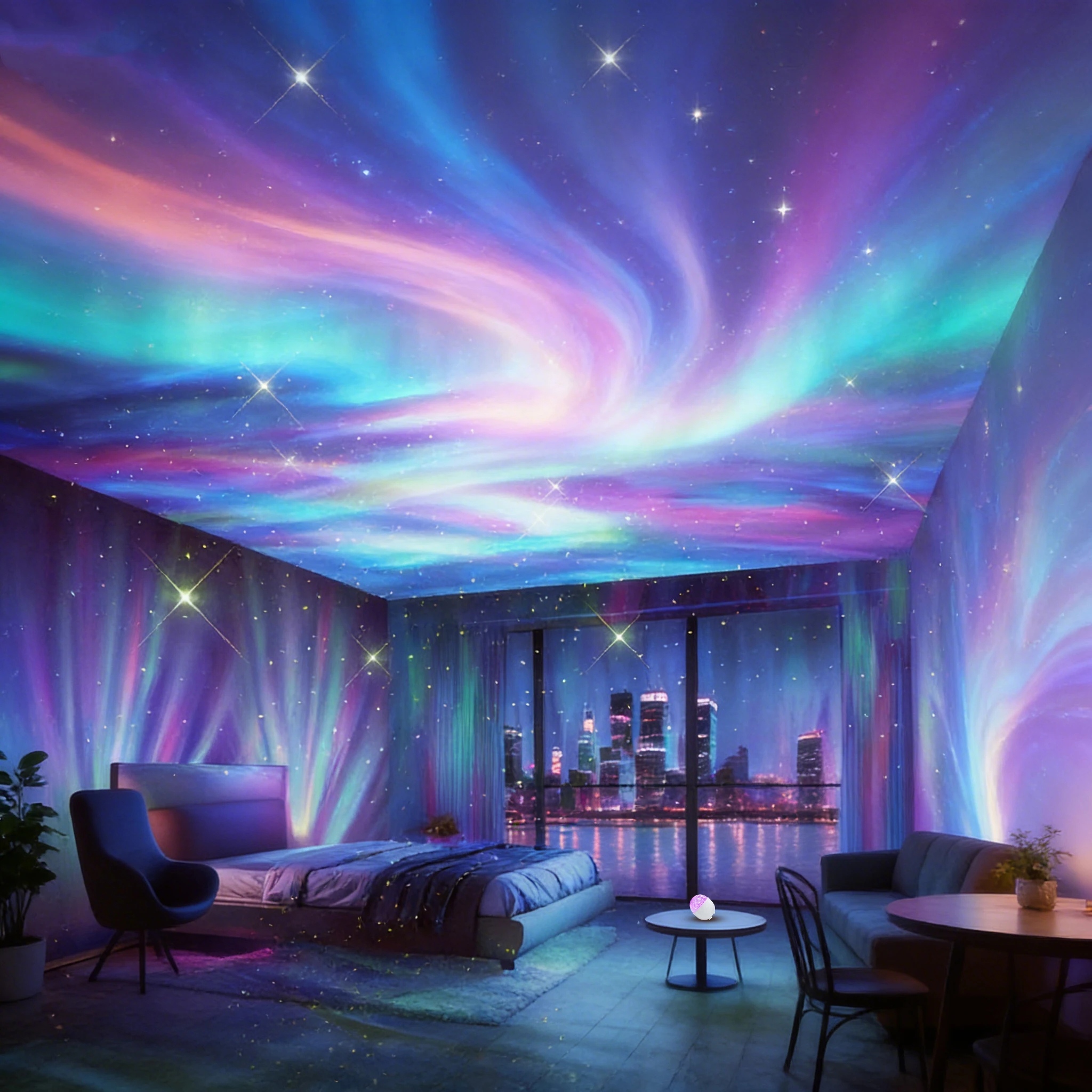 LED السماء المرصعة بالنجوم العارض موجة وسديم ضوء الليل الدورية نجمة نهر جو ضوء USB غرفة نوم ضوء الديكور الرومانسي #4