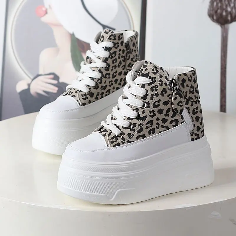 

2026 New 10cm 12cm Genuine Leather Vulcanize Chunky Sneaker High Brand Comfy Spring Autumn Summer Platform Vulcanize Women Shoes