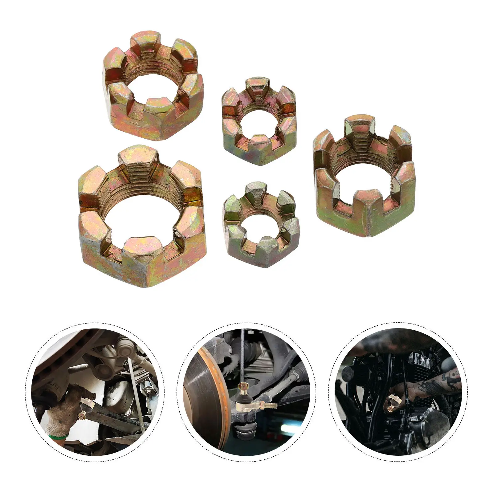 

5Pcs Go Kart Steering Rod Castle Nut Cap Secure Screw Kit Off Road Motorcycle Parts Atv Suspension Accessories