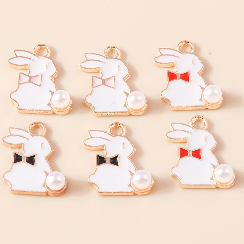 10 teile/los 12*15mm niedlichen Cartoon Perle Kaninchen Charms für Ohrringe Halsketten Anhänger Hase Charms DIY Schmuck Ergebnisse