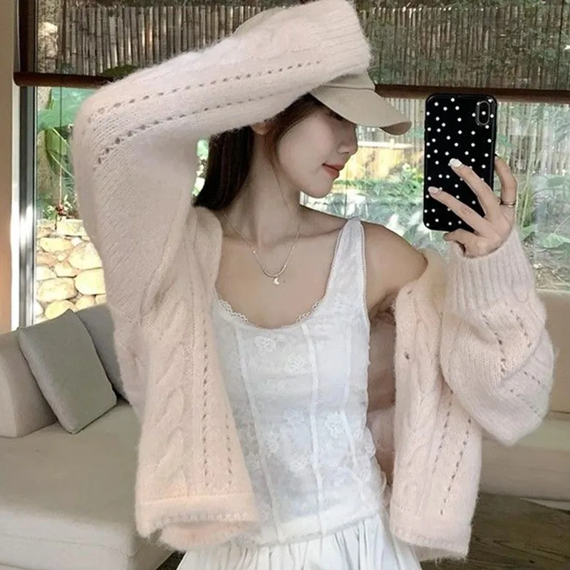 

Вязаный свитер, женские кардиганы, новый повседневный вязаный свитер с длинным рукавом и v-образным вырезом, кардиган, женские топы, трикотажные изделия Sueters De Mujer Q1596