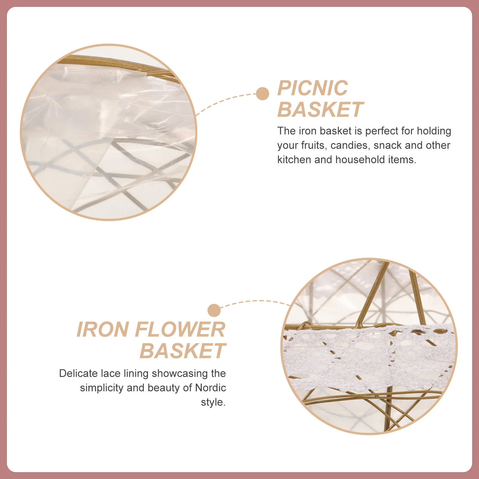 

Iron Art Storage Basket Handheld Hollow Iron Wire Large Capacity Multipurpose Fruit Bread Snack Picnic Basket Decorative Nordic