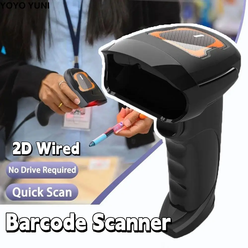 

Omni-directional 2D Barcode Scanner 1.8Meter Data Cable Quick Scan Handheld Barcode Scanner USB Wired Scanning Device
