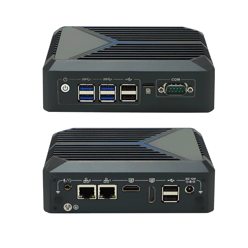 Mini Computer Host Fanless Embedded Industrial Control Small Host 8 USB2 RJ45 Network Ports