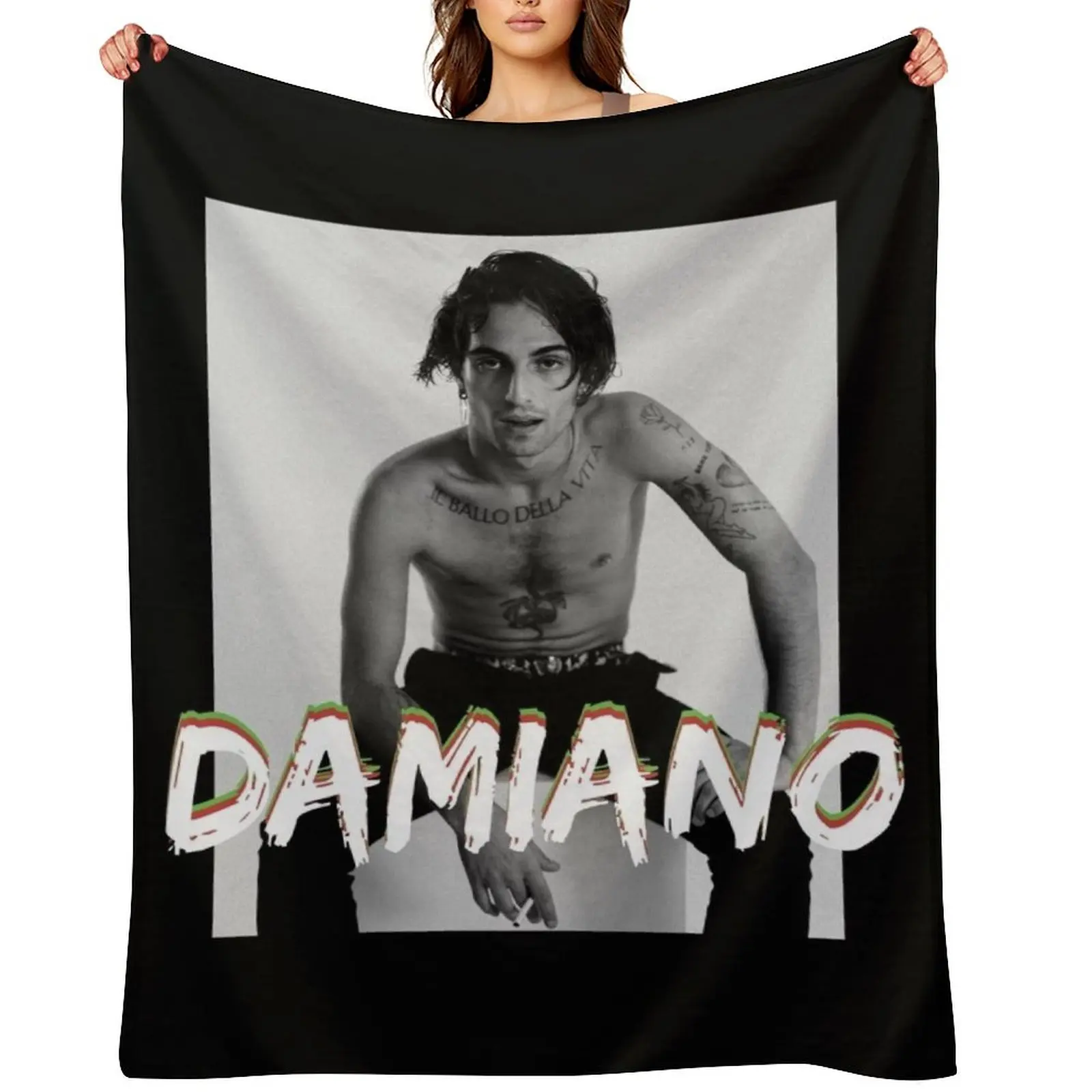 

Copy of Damiano maneskin eurovision 2021 Throw Blanket Flannels christmas decoration Picnic Giant Sofa Blankets