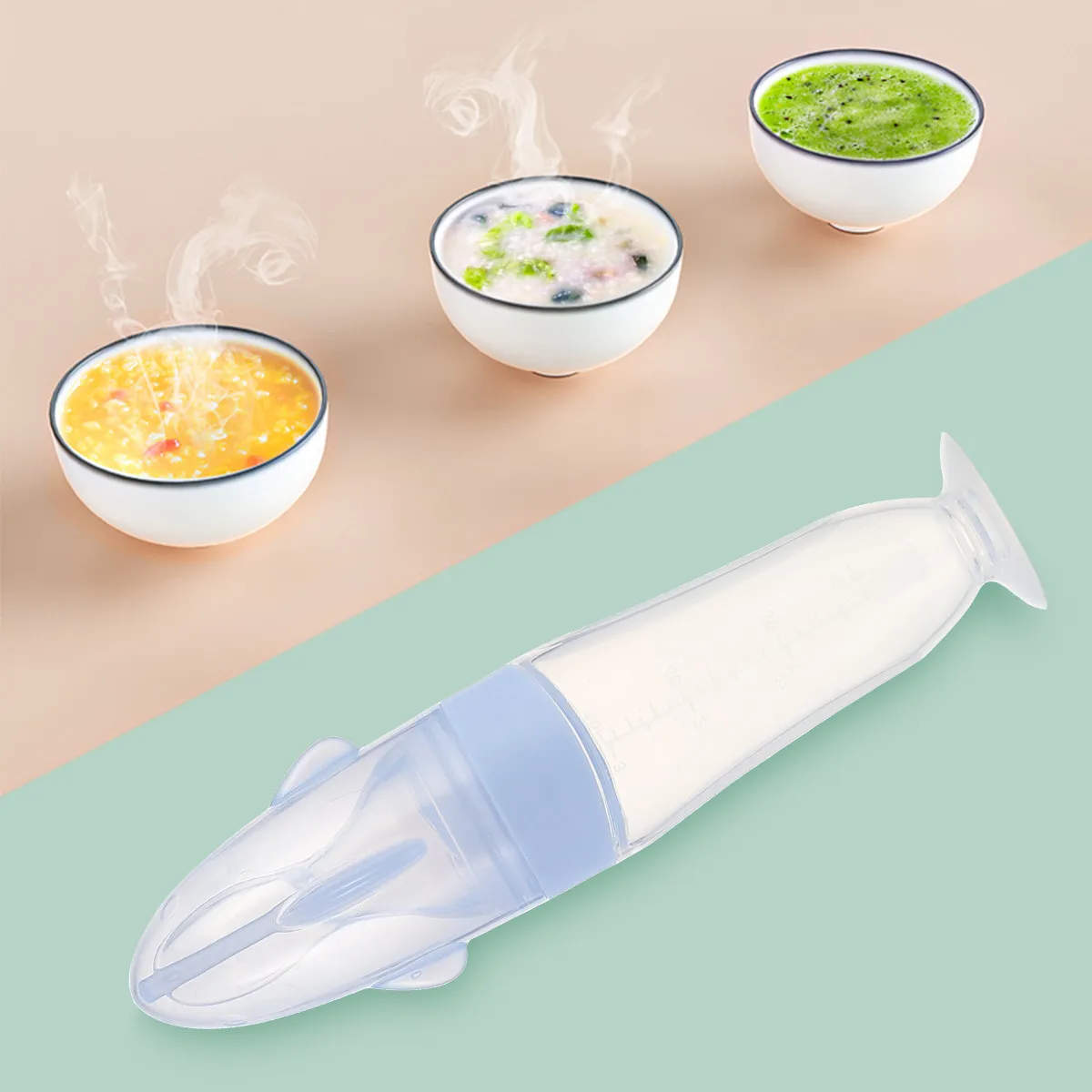 

1pc Silicone Baby Feeding Bottle For Rice Cereal Puree Milk Juice Infant Squeeze Feeder Dishwasher Safe Newborn Tool