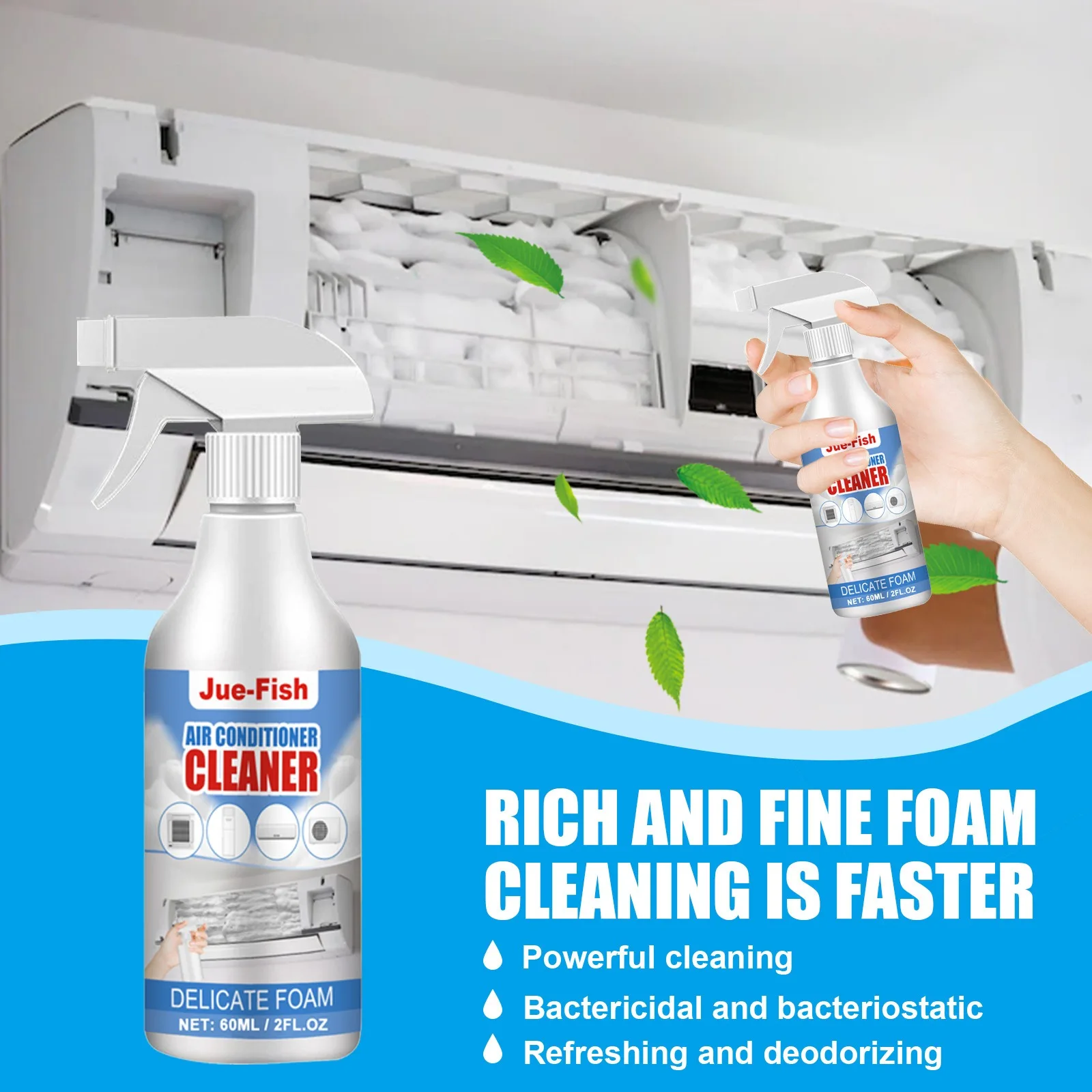 Jue-Fish air-conditioning cleaner Household air-conditioning hanging machine disassembly-free, washing-free, deodorizing and des