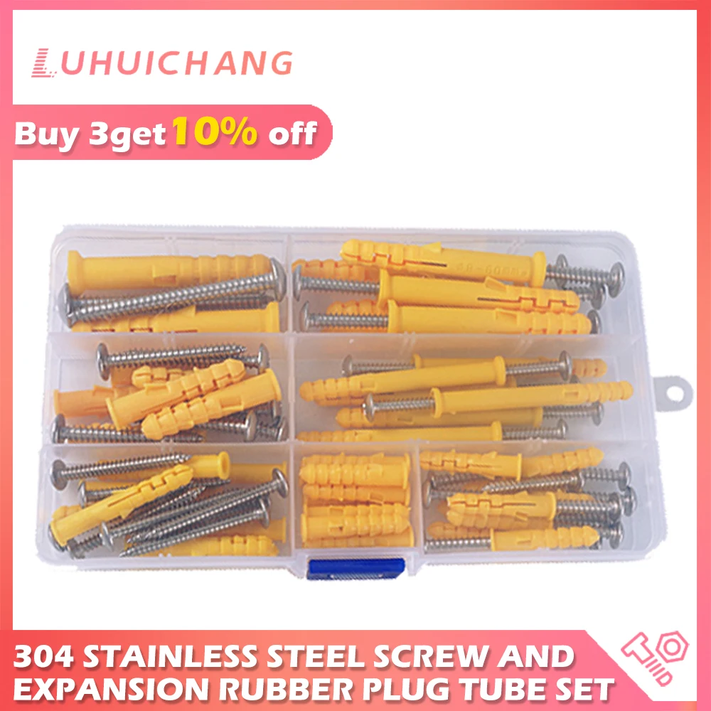 

luchang Plastic Expansion Tube Pipe Self Tapping Wall Anchors Drilling Woodworking Plugs Plastic Expansion With Metal Screw kit