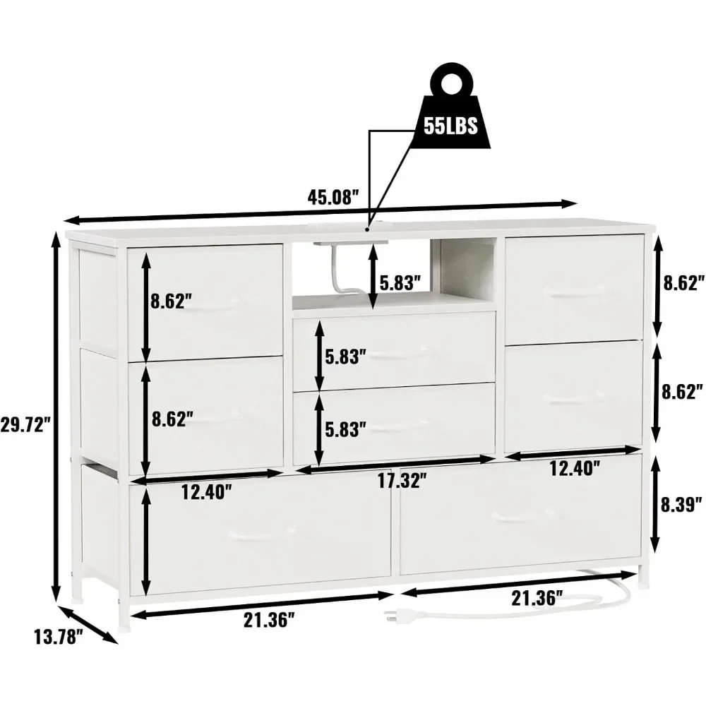 Entryway Dresser for Bed Room Furniture Closet(White) Makeup Table Deep 8 Drawers for Storage in Living Room Hallway Furnitures