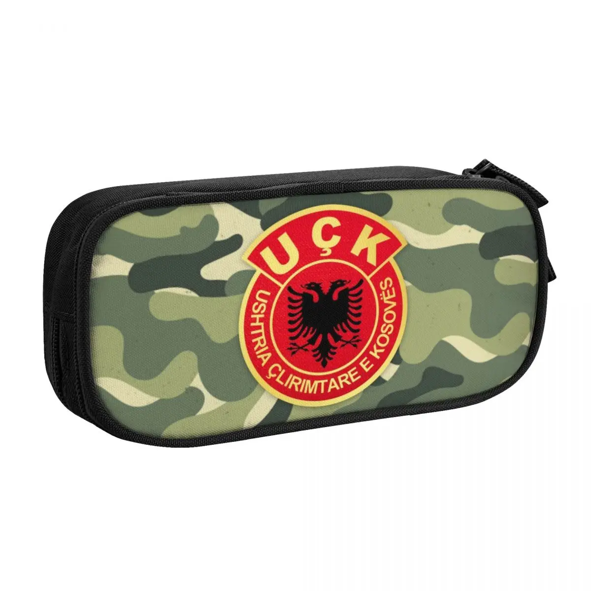 Custom Old Albania Flag UCk Pencil Cases for Boy Girl Large Capacity Kosovo Liberation Army Pen Bag Box School Accessories