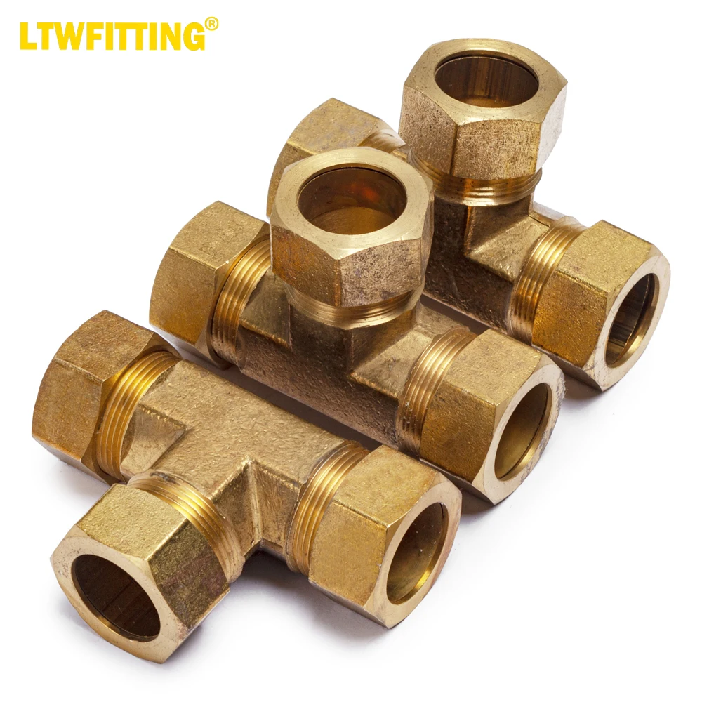 LTWFITTING 7/8-Inch OD Compression Tee,Brass Compression Fitting(Pack of 3)