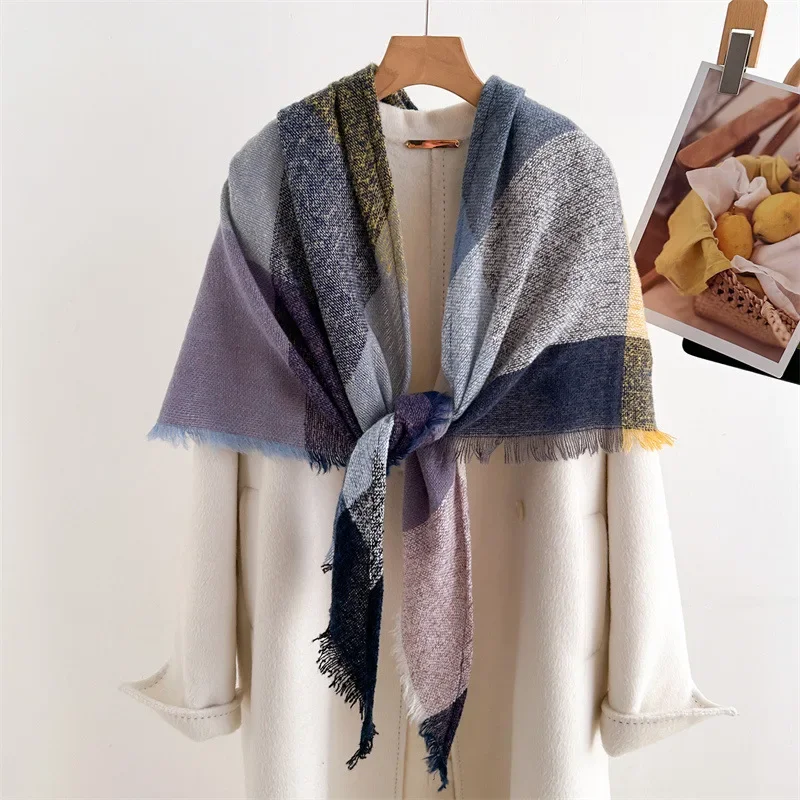 2024 Cashmere Imitation Shawl Autumn Winter Warm Unisex Long Wraps Triangular Scarf Fashion Tassel Scarves Men Women Neckerchief