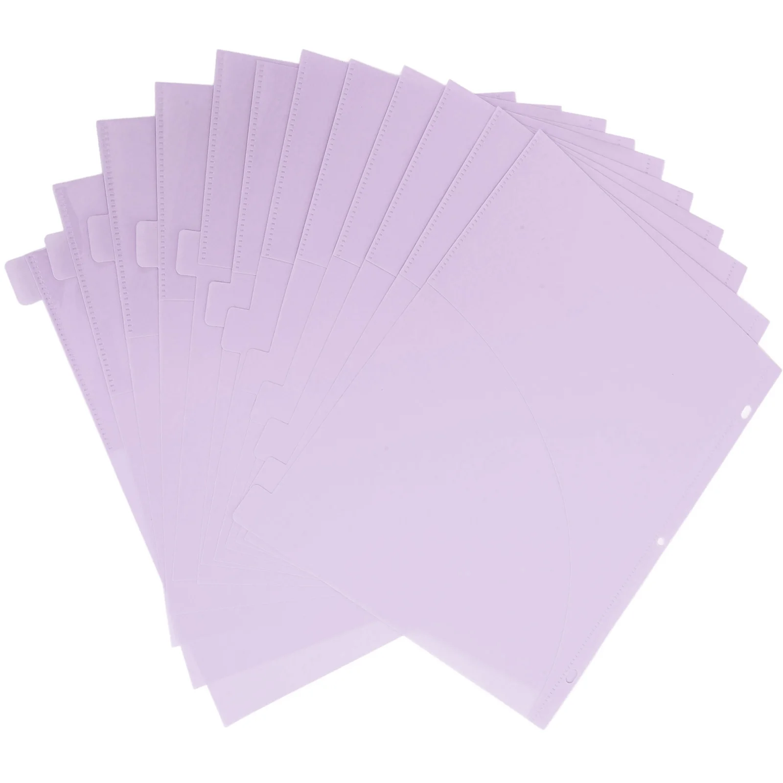 

12pcs File Holder Binder Dividers Pockets Plastic Paper Sleeves Folders 3 Hole Punch PP School Office Document Storage