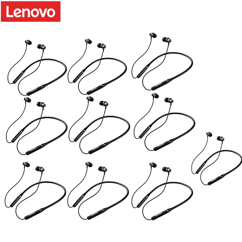 Wholesale 10pcs 100% Lenovo HE05 Wireless Earphone Bluetooth 5.0 Headset Neckband Magnetic Neckband Sport Headset with Mic