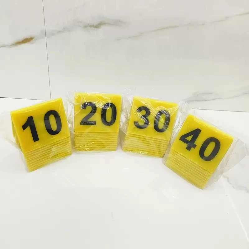 10pcs Table Numbers Yellow Background Black Lettering Place Cards Evidence Markers Number Marker Table Sign Place Card Holders