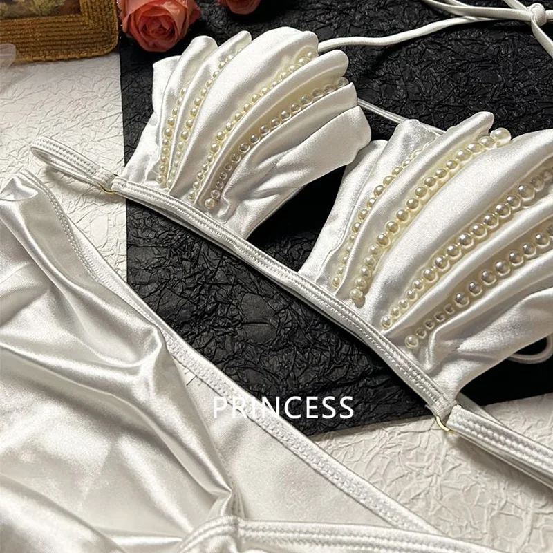 Conjunto de Bikini blanco de concha de perla Premium, Top de princesa de pez humano, traje de baño de pecho pequeño, ropa interior de viaje para Fiesta EN LA Piscina, vacaciones en la playa
