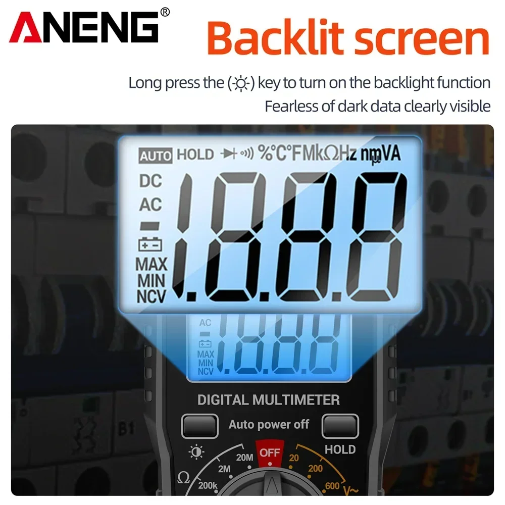 ANENG SZ06 2000 Count Smart Digital Multimeter AC/DC Voltage Meter DC Current Ohm Tester Electric Tools Measuring Device