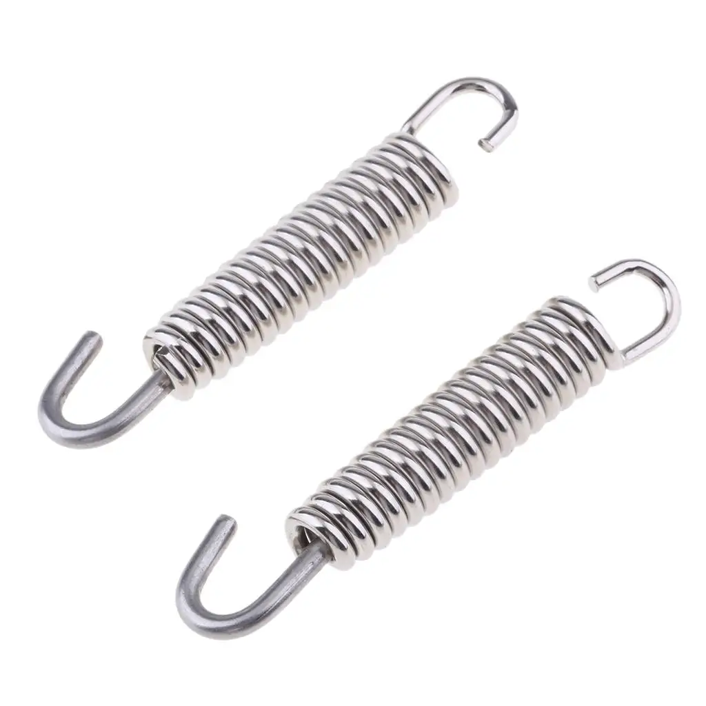 2Pcs 65mm Motorcycle Stainless Steel Exhaust Pipe Muffler Spring Hook