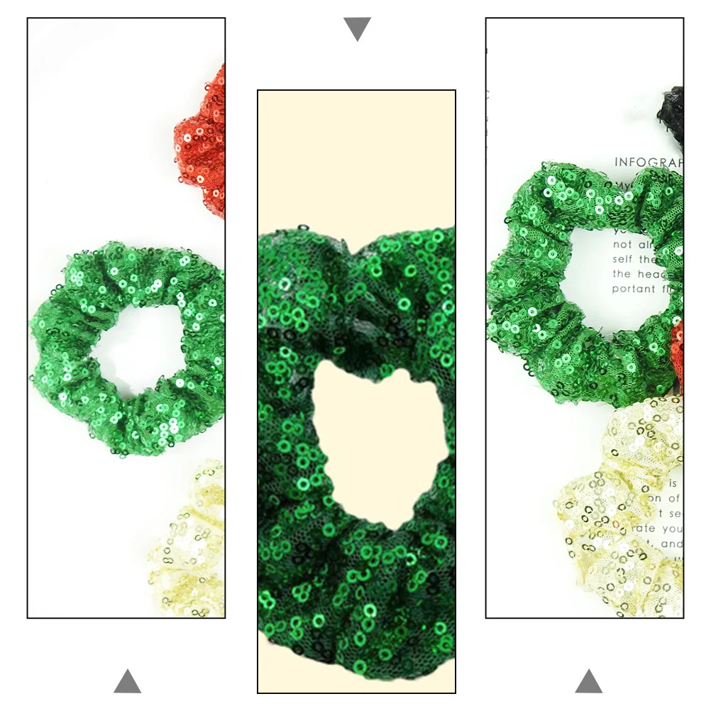 

2pcs Sequined Rings Stretchy Soft Fabric Scrunchies For Women Girls Shiny Elastic Hair Ties Holiday Party Hair Accessories